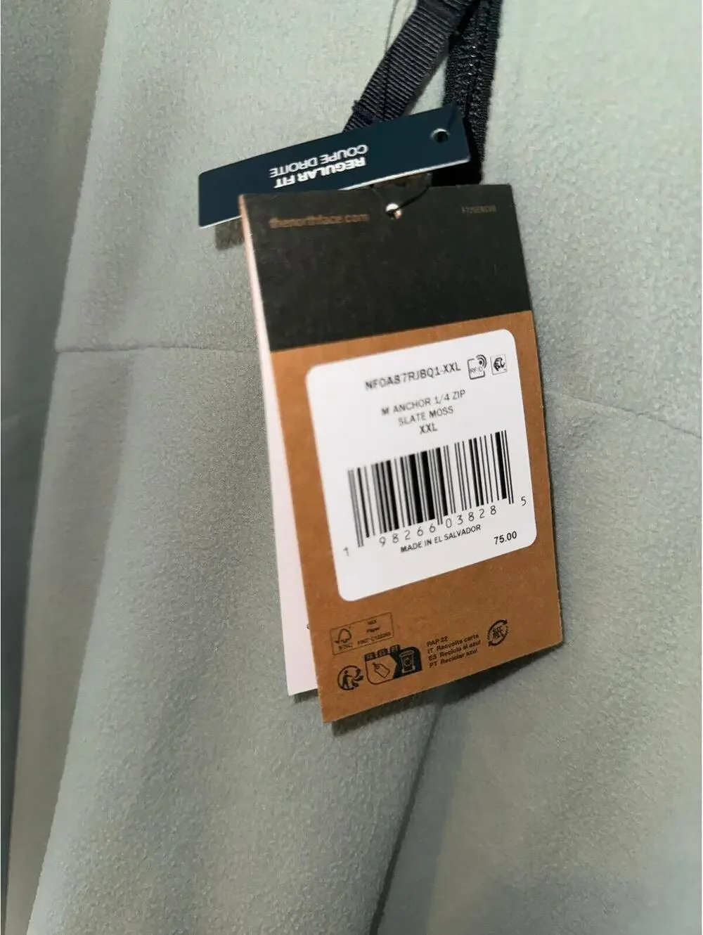 The North Face Glacier 1/4 Zip Fleece XXL Slate Moss‎ Green Pullover NWT